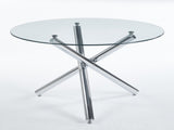 Chrome Dining Table with metal leg and glass,Modern Space Saving Kitchen Table for Living W234P311862