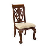 ZNTS Elegant Design Traditional Side Chairs 2pc Set Dark Cherry Finish Brown Fabric Seats Dining B01152166