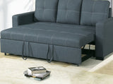 Sofa w Pull out Bed Convertible Sofa in Blue Grey Polyfiber HS00-F6532