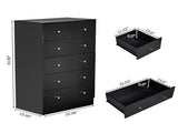 6-Drawer Storage Cabinet with Matte Gold Handles Particleboard Drawer Dresser with Textured Melamine 38131917