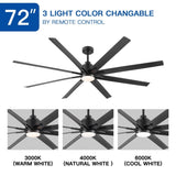 ZNTS 72" Supper Large Integrated LED Light Ceiling Fan with Black ABS Blade W136760765