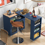 K&K Rolling Kitchen Island With Extended Table, Kitchen Island on Wheels with LED Lights,Power WF316018AAN
