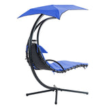 ZNTS Hanging Chaise Lounger with Removable Canopy, Outdoor Swing Chair with Built-in Pillow, Hanging W2505P151712