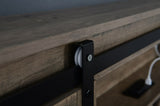 Farmhouse Bed Frame Queen Size with LED Lights and Charging Station, Wooden Queen Bed with 2 Storage W1670P255538