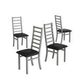 Metal Dining Chairs Set of 4, Steel Legs and PU Leather Seats, High Back Armless Dining Chairs, for W757P232719