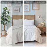 Twin Embroidered Medallion Faux Fur Ultra Plush Comforter Mini Set B03597032