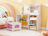 2-in-1 Kids Vanity & Writing Desk Set - LED Lighted Shatterproof Mirror , White 55578878