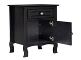 2pcs 40*30*63cm Country Style MDF Spray Paint Curved Feet One Draw One Door Night Table Black 71595633