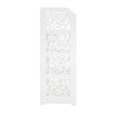 ZNTS Wood-plastic Board Four Tiers Carved Shoe Rack White A 97499052