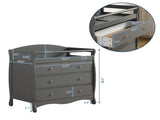 FCH 90*58*99cm Three Drawers With Seat Belt Baby Wooden Bed Nursing Table Grey 28089401