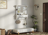 Floating Makeup Vanity with Big Mirror, Wall-Mounted Storage Vanity with Drawers, Pockets & Hooks, 80169179