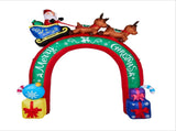 10FT Lighted Christmas Inflatable Archway, Inflatable Arch with Reindeer Pulling Santa's Sleigh, 88336718