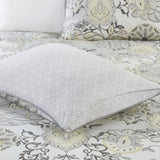 8 Piece Cotton Floral Printed Reversible Comforter Set Yellow Cal King B03597285