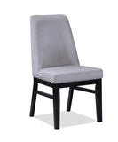 2pc Contemporary Upholstered Side Chair Light Gray Textured Fabric Upholstered High Back Cushioned B011P241348
