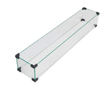 Fire Pit Table Wind Guard, 38.1 x 10.6 x 5.9 Inch Rectangular Glass Wind Guard, Clear Tempered Glass W944P160500
