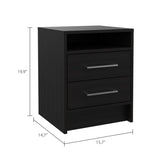 ZNTS Rowley 2-Drawer 1-Shelf Rectangle Nightstand Black Wengue B06280357