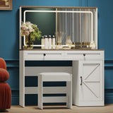 ZNTS 43.3"Makeup Vanity Table, Makeup Table with Large Mirror and LED Light Strip, Brightness Adjustable, W2386P199478