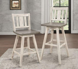 ZNTS Counter Height Chairs Set of 2, White Gray 360-degree Swivel Chair Solid Rubberwood Kitchen Dining B011P194911