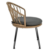 U_STYLE Outdoor Leisure Set, 2 Rattan Single Chairs with A Glass Round Table, Perfectly Suited for N711P256422E