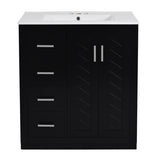 ZNTS 30'' Bathroom with Ceramic Sink Combo,Solid Wood Frame Bathroom Storage Cabinet, Freestanding N710P191970B