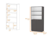 Matt Gray and White 2-Door Bookcase B062P175162