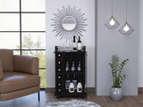 Vegas Bar Cart, Two Tier Cabinet With Glass Door, Six Cubbies For Liquor B128P176148