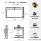 Adam sturdy junior twin loft bed black for kids, space saving, Loft Bed with easy climbing Ladder B083P168426