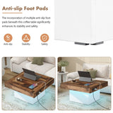 ON-TREND 31.4'' x 31.4'' Farmhouse Coffee Table with 2 USB Ports and Outlets, Brown Spliced Wood N721P189320K