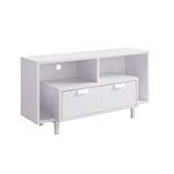Modern TV Stand with Two Shelves and Two Drawers - White B107131410