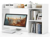 White Desktop Bookshelf for 27''/68.58cm Monitor, 93.9825.4073.66cm Engineered Wood Desk Hutch 55606998