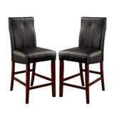 ZNTS Set of 2 Padded Leatherette Counter Height Chairs in Brown Cherry and Black B016P156818