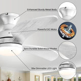 ZNTS 52 Inch Modern Ceiling Fan With 3 Color Dimmable Solid Wood Blades Remote Control Reversible DC W934P152321