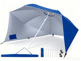 2-in-1 Portable Beach Umbrella with Side Panels UPF 50 Silver Coated Oxford Cloth, Wind Resistant 14909621