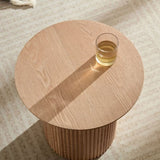 17.71 inch Round Fluted Side Table Circle Small Accent Table for Living Room Mid Century Circle W876P198964