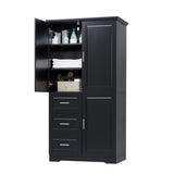 ZNTS Tall and Wide Storage Cabinet with Doors for Bathroom/Office, Three Drawers, Black WF299285AAB