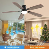 ZNTS 52 Inch Classics Ceiling Fan With Dimmable Led Light 6 Speed Wind 5 Blades Remote Control DC Motor W882P146287