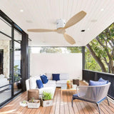 52 Inch Indoor 3 Solid Wood Blade Ceiling Fan Noiseless Reversible DC Motor Remote Control W934P146083