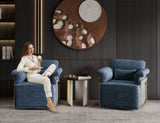 360 Degree Square Swivel Accent Sofa Chair,Fluffy Fabric Lounge Wide Upholstered Reading Chair with W2012P319079