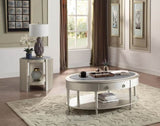 ZNTS ACME Kasa End Table, Sintered Stone & Champagne Finish LV01503