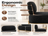 With Backrest, Gold Legs, Chenille Waiting Chair, 140*50*80cm, Black 28082880