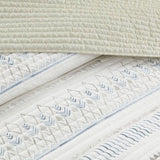 3 Piece Printed Microfiber Seersucker Quilt Set Taupe/Blue Full/Queen B03597654