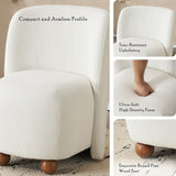 Modern Low Back Accent Chair, Upholstered Armless Living Room Chairs, Round Pine Wood Feet, for N817P224950W