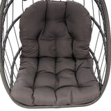 ZNTS Outdoor Wicker Rattan Swing Chair Hammock chair Hanging Chair with Aluminum Frame and Dark Grey W34965382