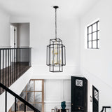 8-Light Metal Lantern Tiered Pendant Hanging Light Fixtures, Industrial Farmhouse Adjustable Height W1592P247755