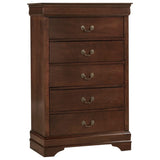 ZNTS Traditional Design Bedroom Furniture 1pc Chest of 5x Drawers Brown Cherry Finish Antique Drop B01165028