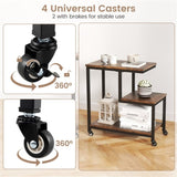 3-layer brown edge table with wheels 09421955