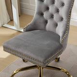 A&A Furniture Office Chair,Modern Velvet Upholstered Tufted Button Home Office Chair with Golden W1143P292468