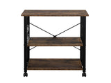 3-Tier Microwave Oven Rack with 10Hooks 4 Wheels and X-Shaped Reinforcement on the Back Retro-Style 24693106