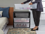 (2 pack) Wide 3 Drawer Tower, Plastic Storage Organizer with Removable Clear Bins, Easy to Assemble 34033619