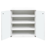 Shoe Box with RGB LED Light, Wooden Stackable Storage Box with Glass Door, Storage Bin W331P242611